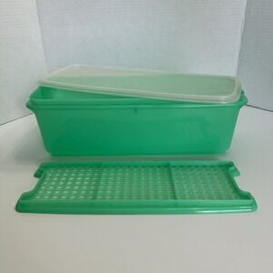 Tupperware Vintage Jadite 3 Piece‎ Celery Keeper 782-5 Lid 784-3 Insert 783-2